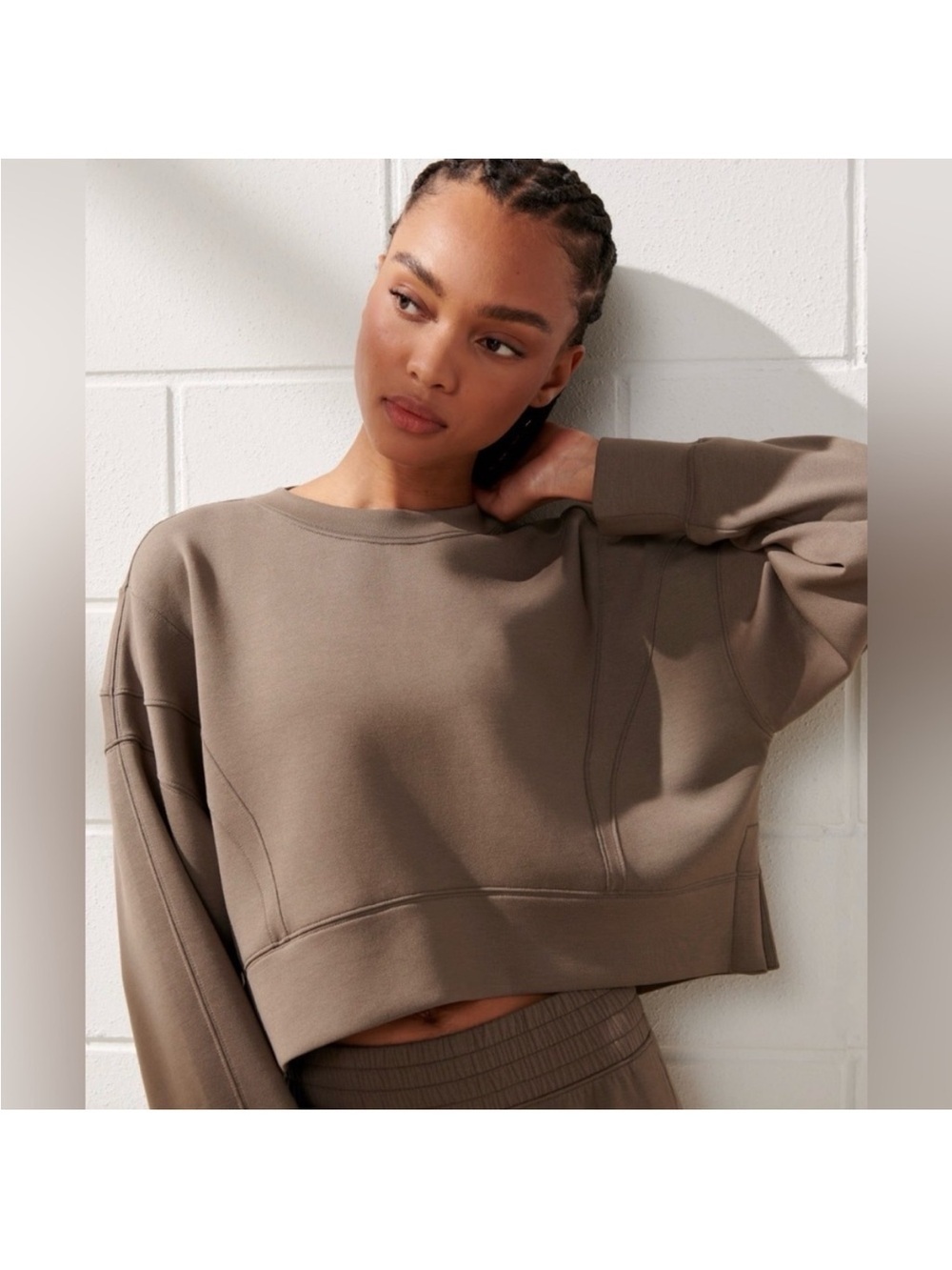 Abercrombie Ypb Neoknit Mini Crew brownish green